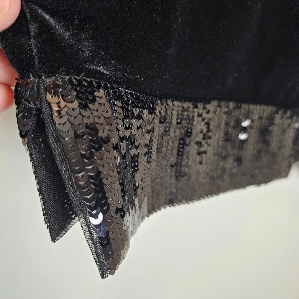 Chico's Velvet Black Sequins Party Top Bundle Pants Skirt Outfit Size 2 Large‎ - Picture 5 of 13